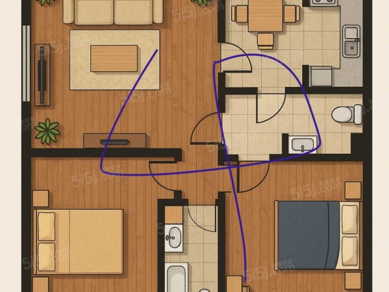 1室1厅1卫户型详情